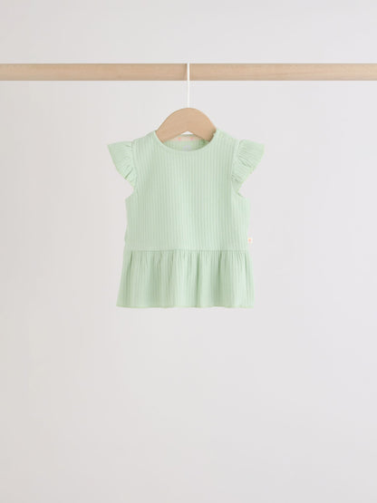 Multi Baby Short Sleeve Peplum T-Shirts 4 Pack (0mths-2yrs) - Size 50cm (First Size)