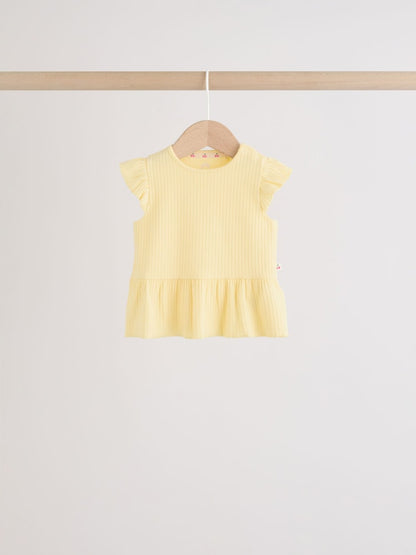 Multi Baby Short Sleeve Peplum T-Shirts 4 Pack (0mths-2yrs)