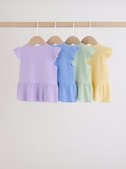 Multi Baby Short Sleeve Peplum T-Shirts 4 Pack (0mths-2yrs) - Size 50cm (First Size)