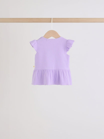Multi Baby Short Sleeve Peplum T-Shirts 4 Pack (0mths-2yrs)