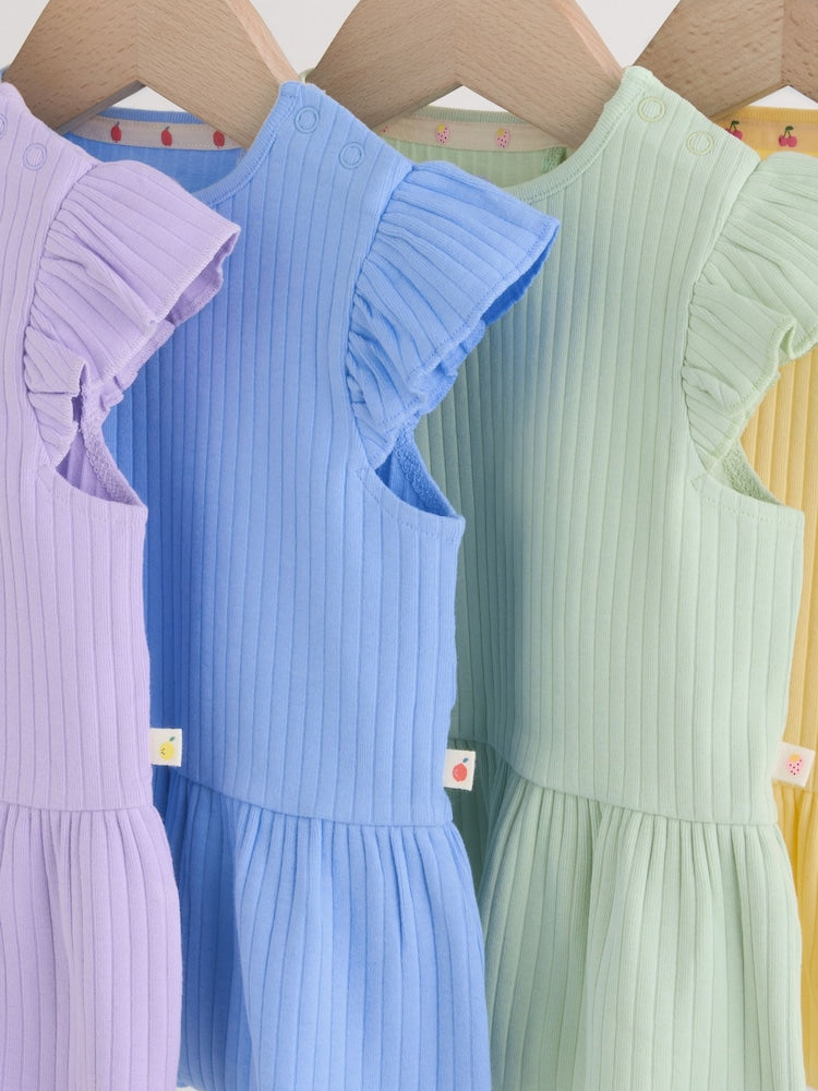 Multi Baby Short Sleeve Peplum T-Shirts 4 Pack (0mths-2yrs)