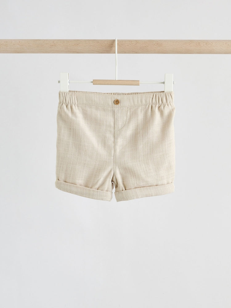 Neutral Woven Waistcoat, Shirt and Shorts Baby Set 3 Piece (0mths-2yrs)