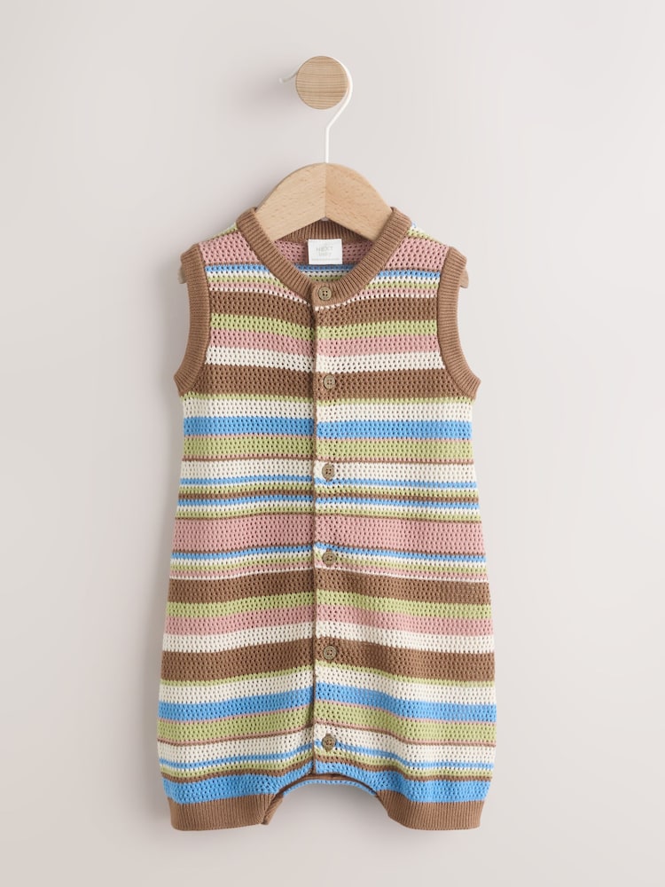 Brown Stripe Knitted Baby Romper (0mths-3yrs)