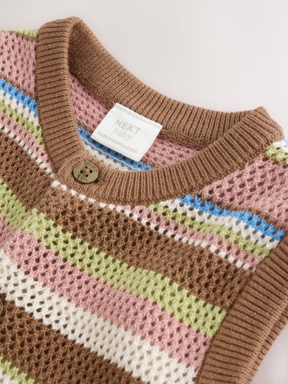 Brown Stripe Knitted Baby Romper (0mths-3yrs) - Size 50cm (First Size)