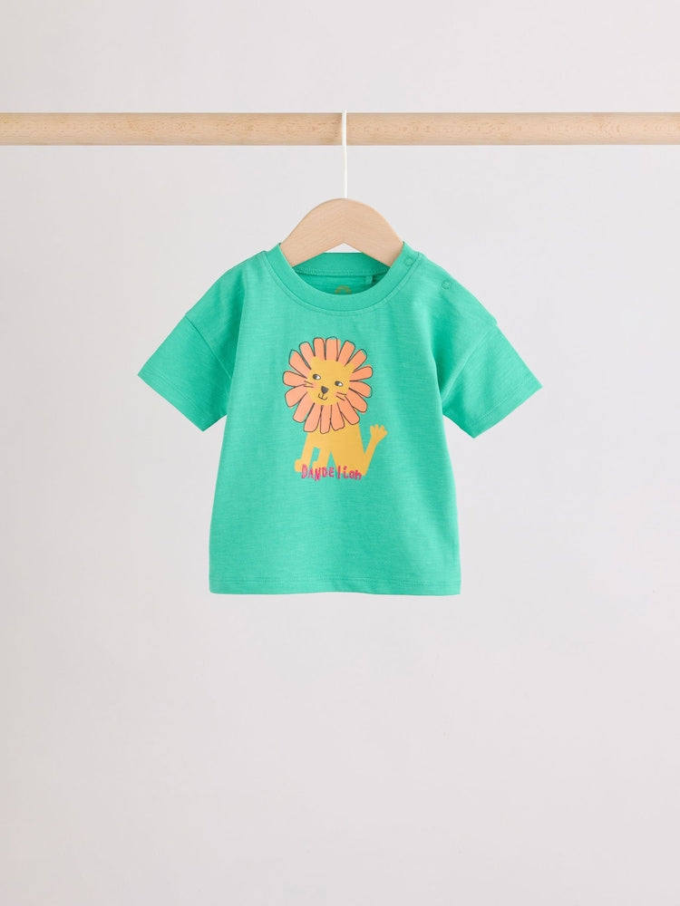 Green/Yellow Safari Animal Tops and Shorts Baby Set 6 Piece (0mths-3yrs)