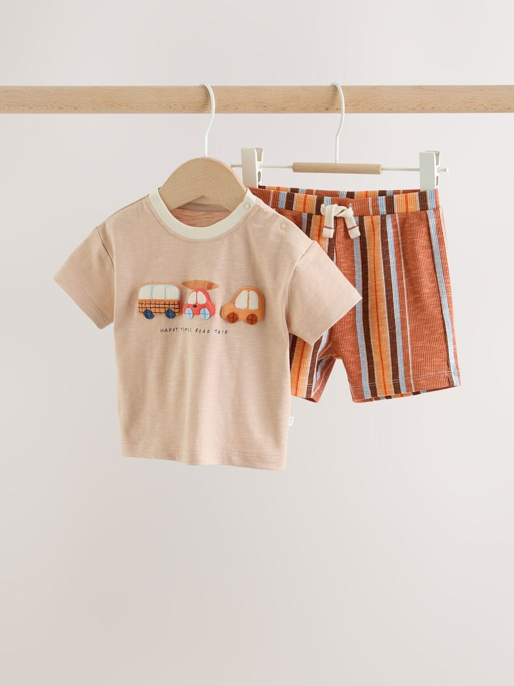 Orange Cars Top and Shorts Baby Set (0mths-2yrs) - Orange Cars / 12-18 Months (80-86cm)