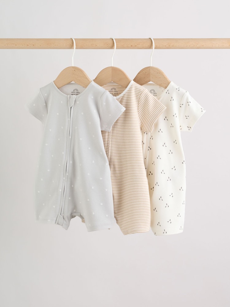 Ecru White Baby Rompers 3 Pack (0mths-3yrs)