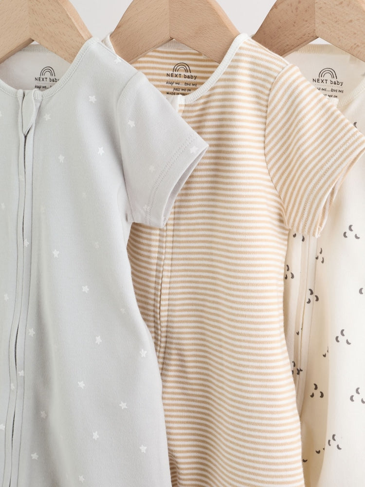Ecru White Baby Rompers 3 Pack (0mths-3yrs)