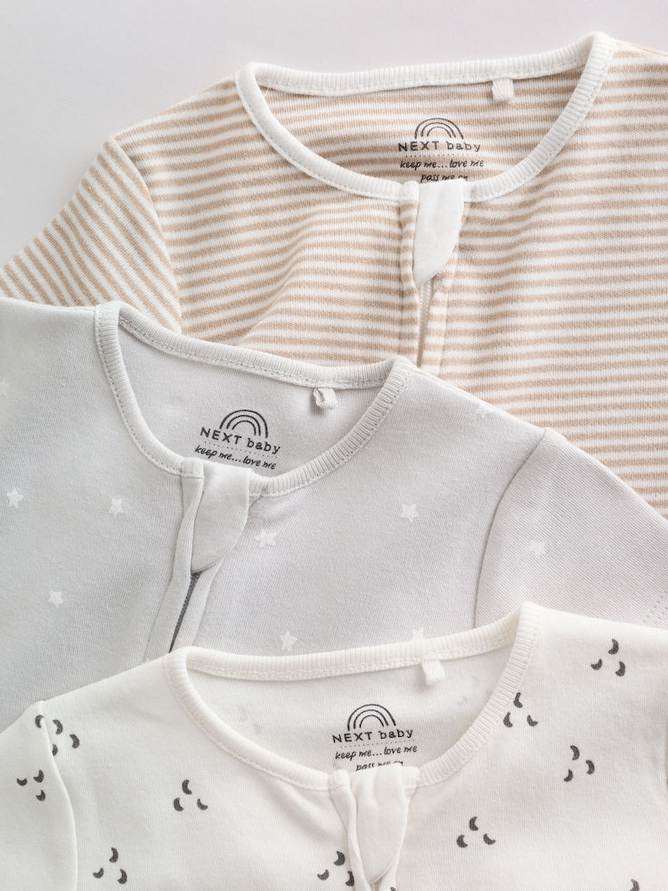 Ecru White Baby Rompers 3 Pack (0mths-3yrs)