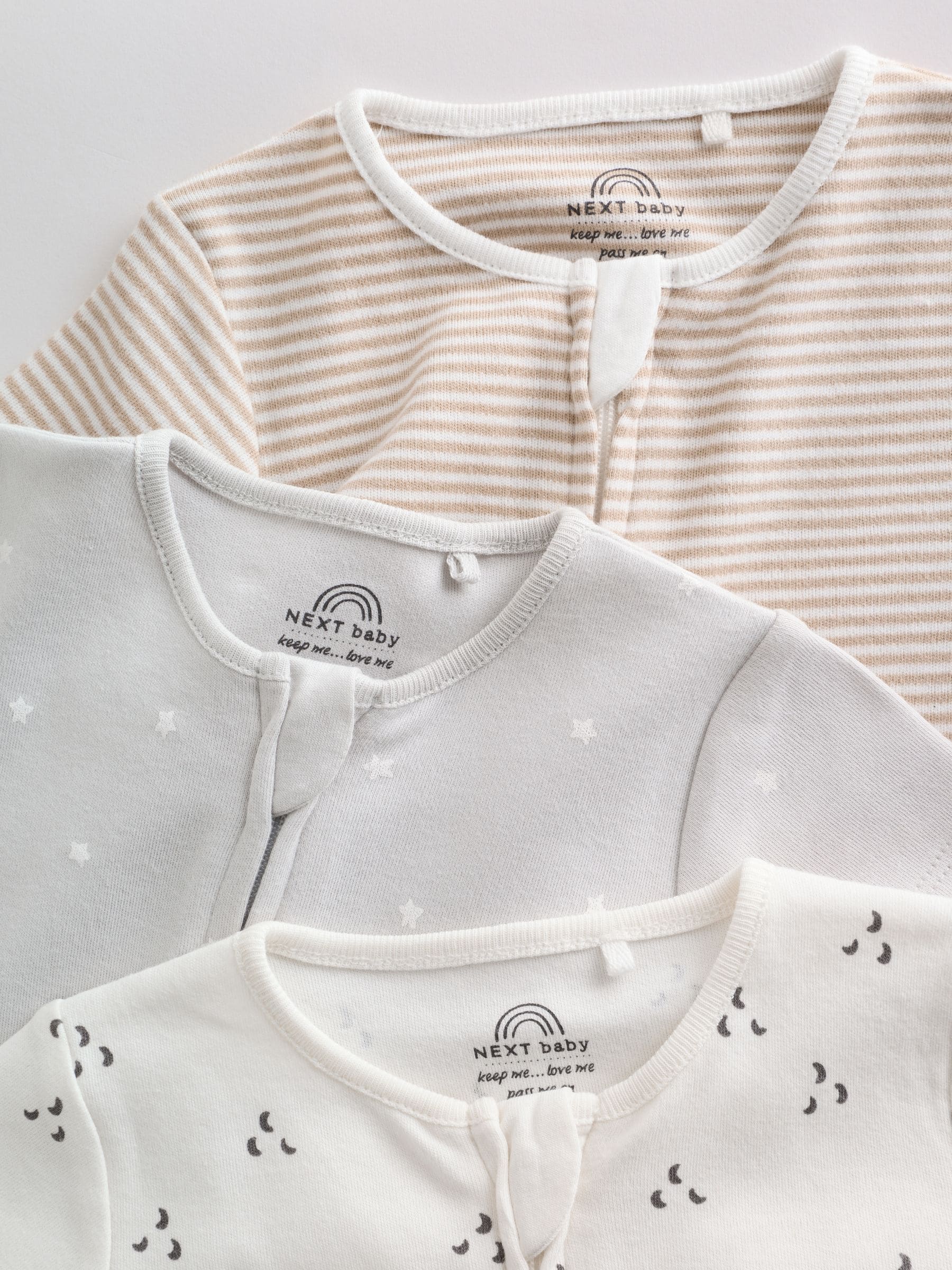 Ecru White Baby Rompers 3 Pack (0mths-3yrs) - Size 50cm (First Size)