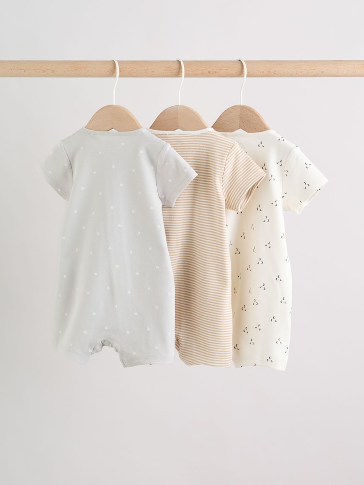 Ecru White Baby Rompers 3 Pack (0mths-3yrs)