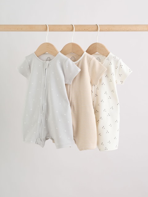 Ecru White Baby Rompers 3 Pack (0mths-3yrs) - Size 50cm (First Size)