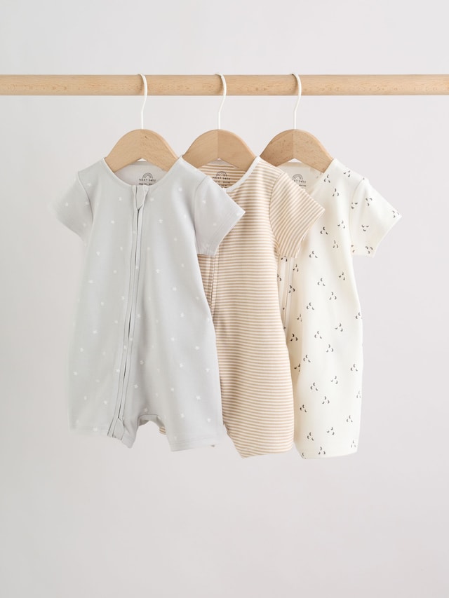 Ecru White Baby Rompers 3 Pack (0mths-3yrs) - Size 50cm (First Size)