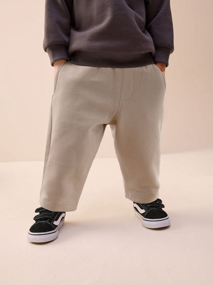 Neutral Cement Single Wide Leg Jersey Joggers (3mths-7yrs) - Size 3-6 Months (62-68cm) - Neutral Cement Single Wide Leg Jersey
