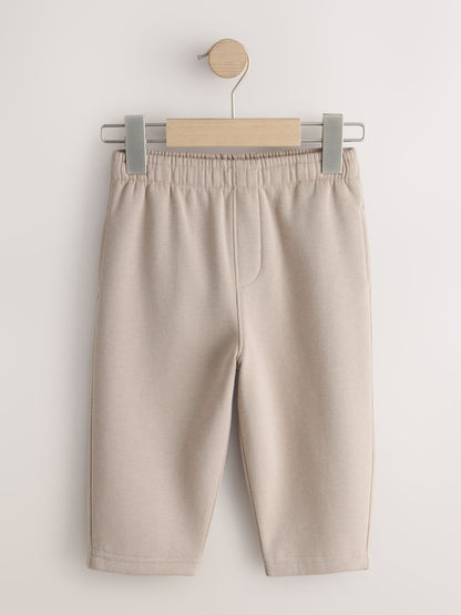 Neutral Cement Single Wide Leg Jersey Joggers (3mths-7yrs) - Size 3-6 Months (62-68cm)