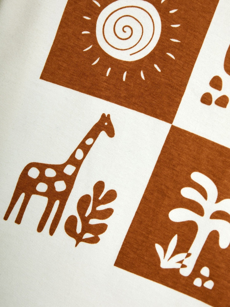 JoJo Maman Bébé Tan Brown Safari Printed T-Shirt &amp; Shorts Set