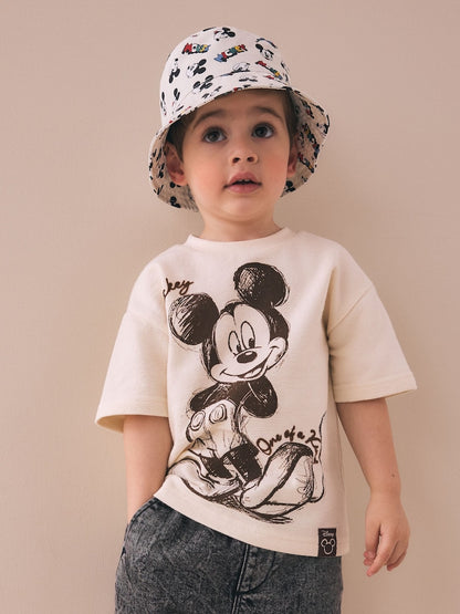 Ecru White All-Over-Print Mickey Mouse Bucket Hat (3mths-10yrs)