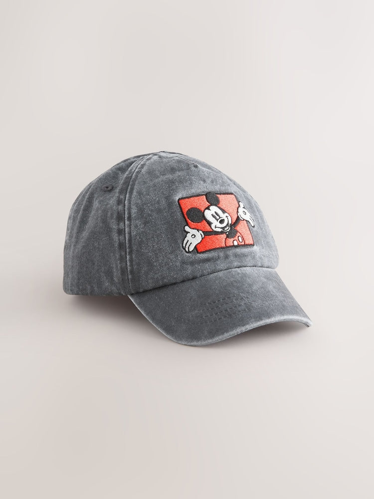 Washed Grey Denim Mikey Mouse Baseball Cap (3mths-10yrs) - 7-10 Years (122-140cm)