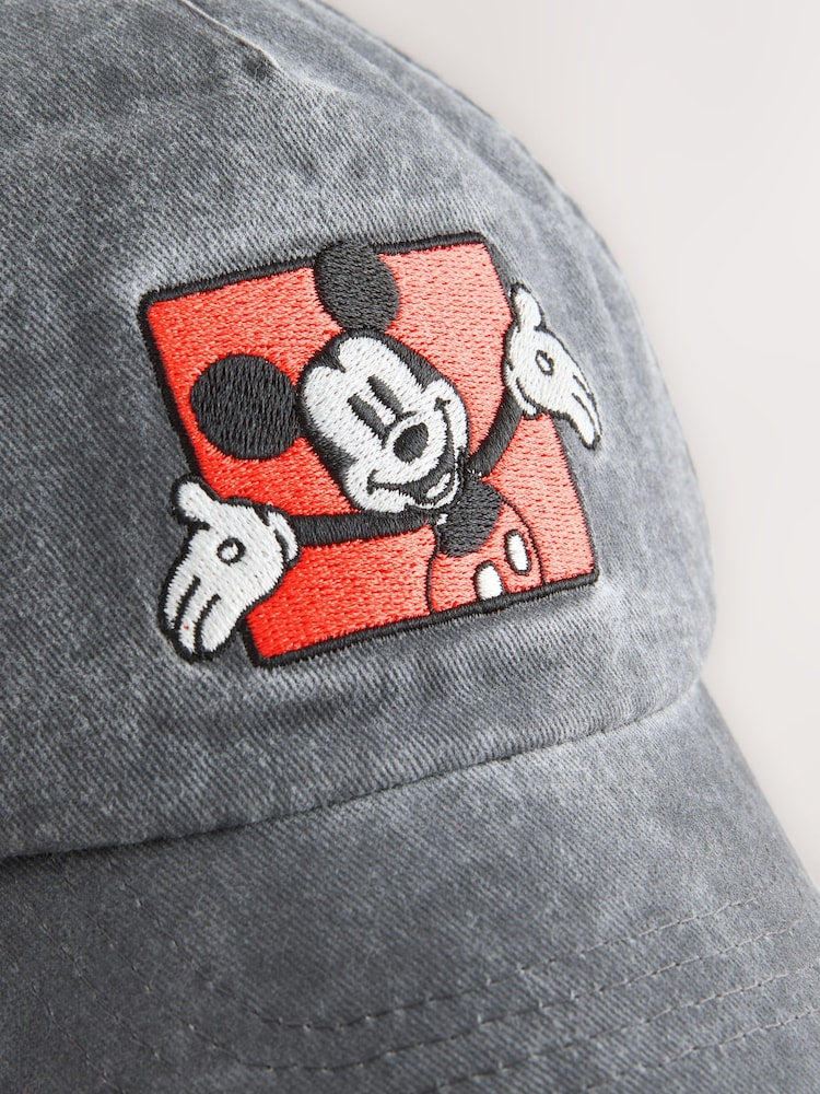 Washed Grey Denim Mikey Mouse Baseball Cap (3mths-10yrs)