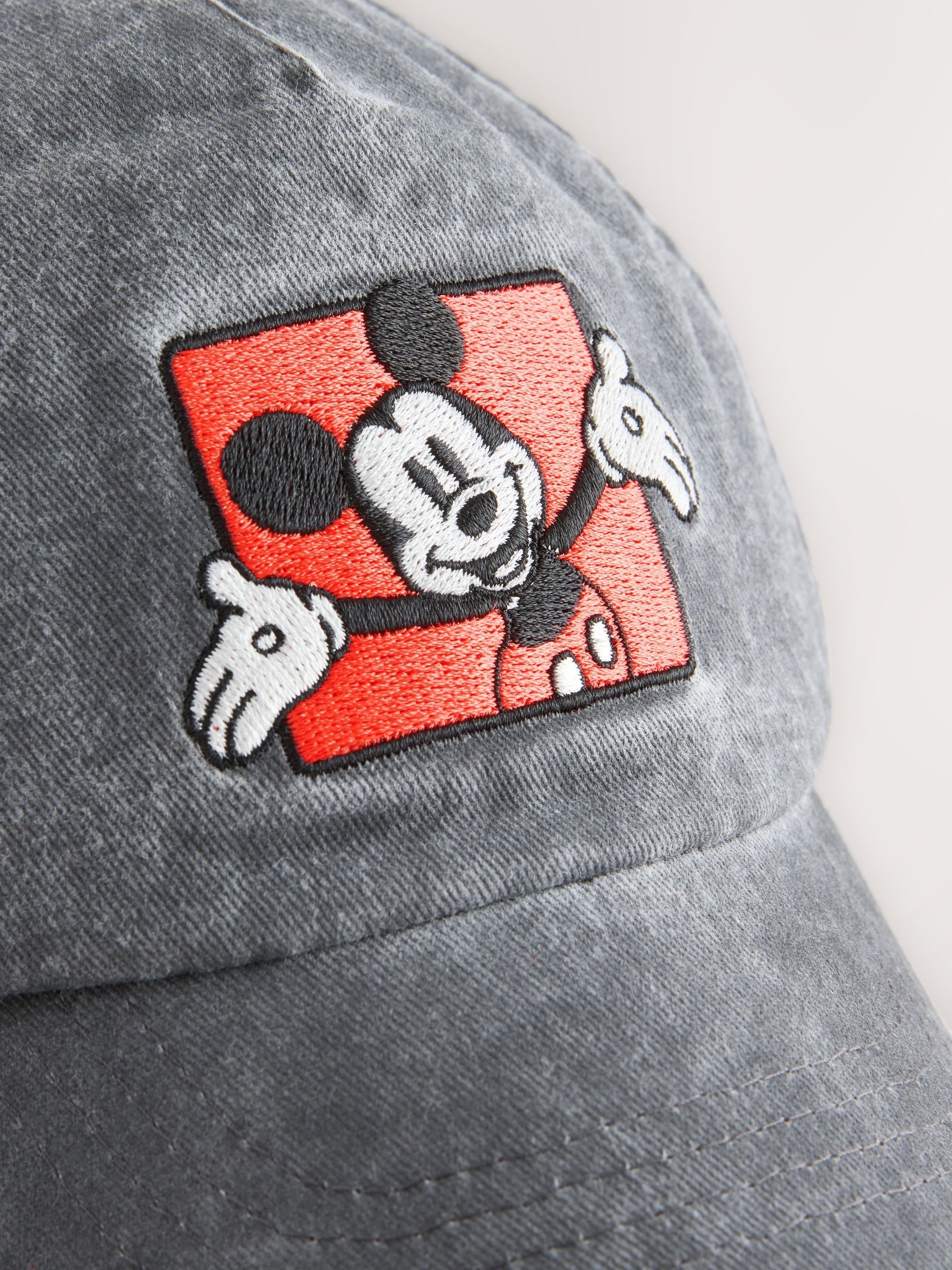 Washed Grey Denim Mikey Mouse Baseball Cap (3mths-10yrs) - Size 3-9 Months (62-74cm)