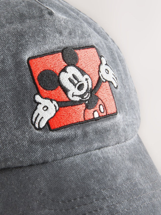Washed Grey Denim Mikey Mouse Baseball Cap (3mths-10yrs) - Size 3-9 Months (62-74cm)