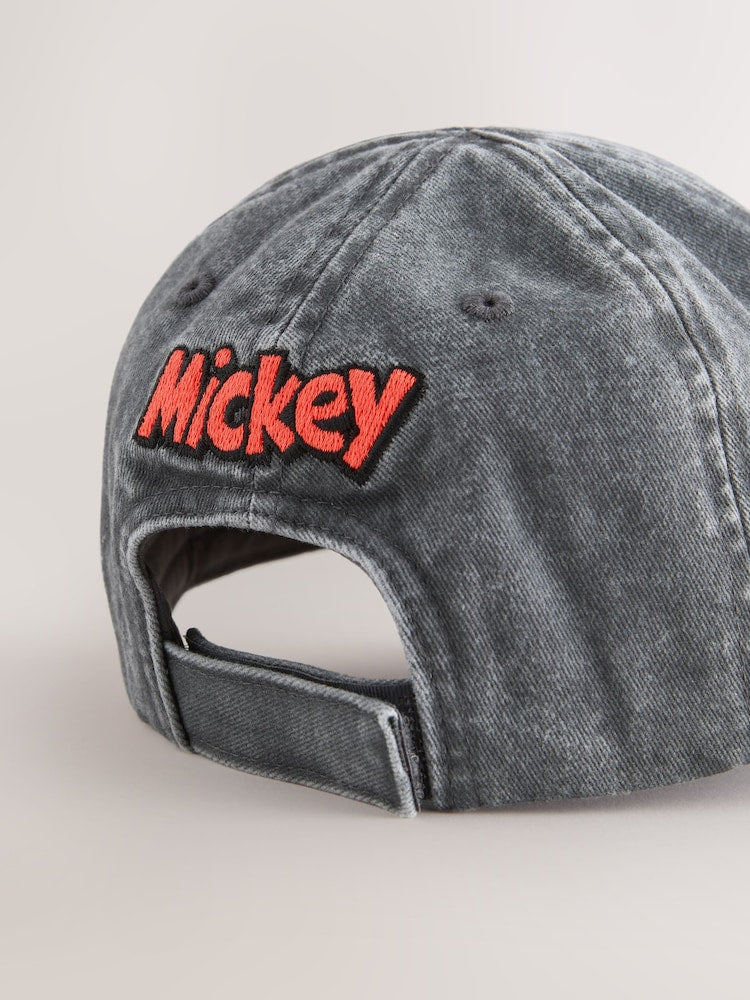 Washed Grey Denim Mikey Mouse Baseball Cap (3mths-10yrs)