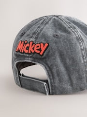 Washed Grey Denim Mikey Mouse Baseball Cap (3mths-10yrs) - Size 3-9 Months (62-74cm)