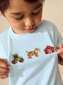 Blue Farm Trio Embroidery Short Sleeve Appliqué T-Shirt (3mths-7yrs) - Size 3-6 Months (62-68cm)