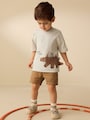 Cream Dinosaur Short Sleeve Interactive T-Shirt (3mths-7yrs) - Size 3-6 Months (62-68cm)