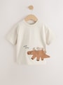 Cream Dinosaur Short Sleeve Interactive T-Shirt (3mths-7yrs) - Size 3-6 Months (62-68cm)