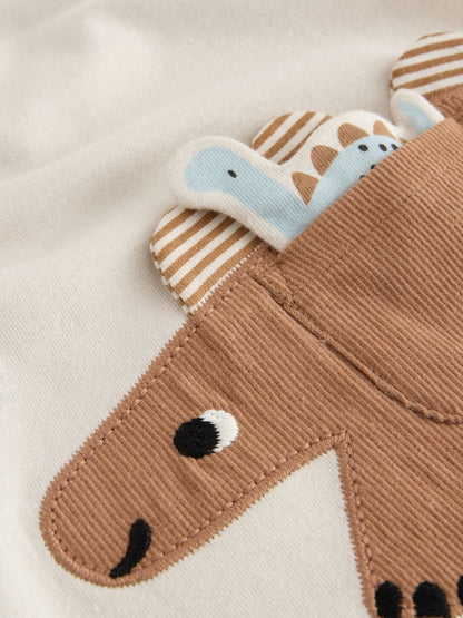 Cream Dinosaur Short Sleeve Interactive T-Shirt (3mths-7yrs) - Size 3-6 Months (62-68cm)