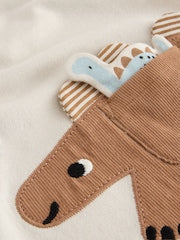 Cream Dinosaur Short Sleeve Interactive T-Shirt (3mths-7yrs) - Size 3-6 Months (62-68cm)
