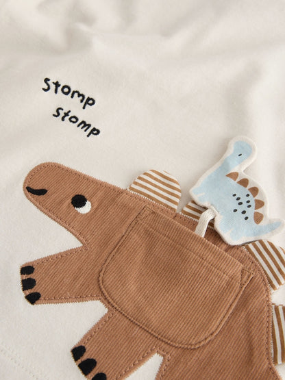 Cream Dinosaur Short Sleeve Interactive T-Shirt (3mths-7yrs)