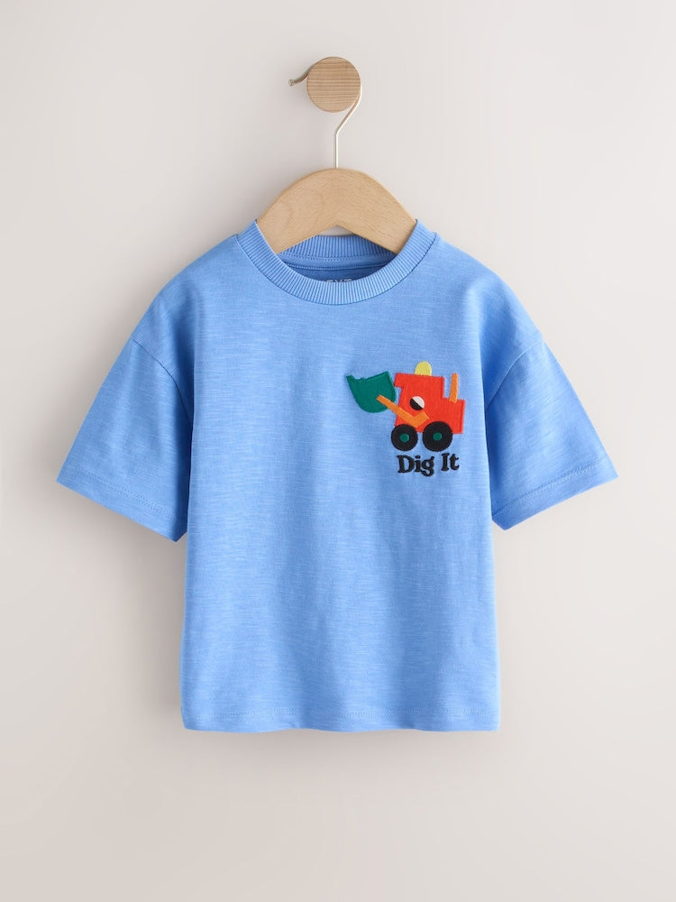 Multi Digger Short Sleeve Appliqué T-Shirts 3 Pack (3mths-7yrs)
