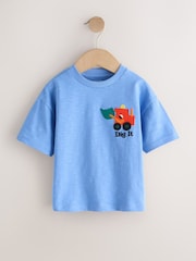 Multi Digger Short Sleeve Appliqué T-Shirts 3 Pack (3mths-7yrs) - Size 3-6 Months (62-68cm)