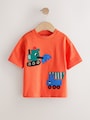 Multi Digger Short Sleeve Appliqué T-Shirts 3 Pack (3mths-7yrs) - Size 3-6 Months (62-68cm)