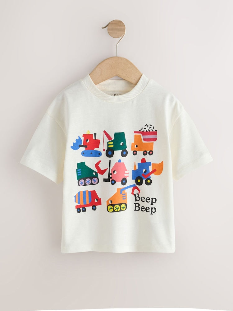 Multi Digger Short Sleeve Appliqué T-Shirts 3 Pack (3mths-7yrs)