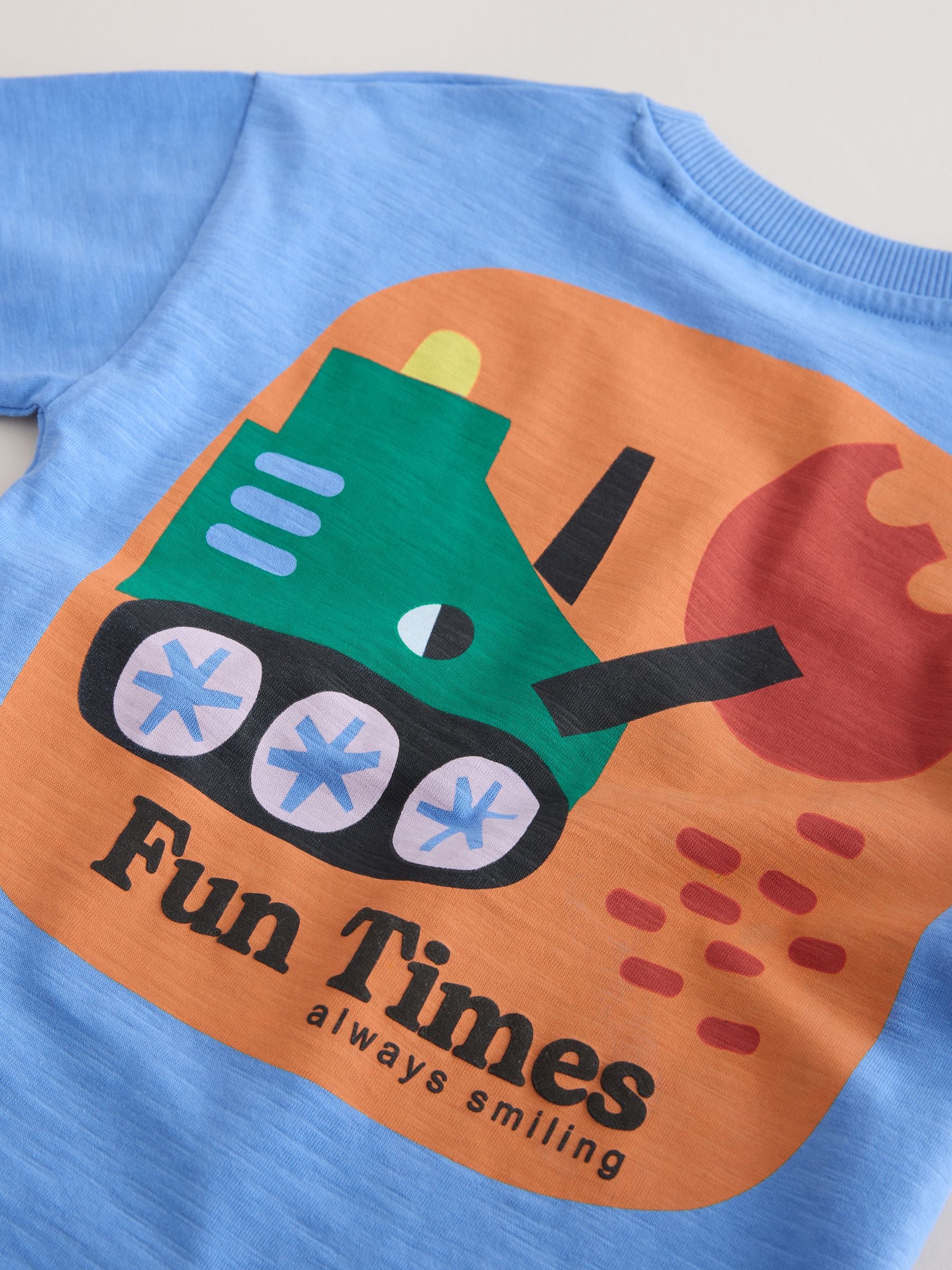 Multi Digger Short Sleeve Appliqué T-Shirts 3 Pack (3mths-7yrs) - Size 3-6 Months (62-68cm)