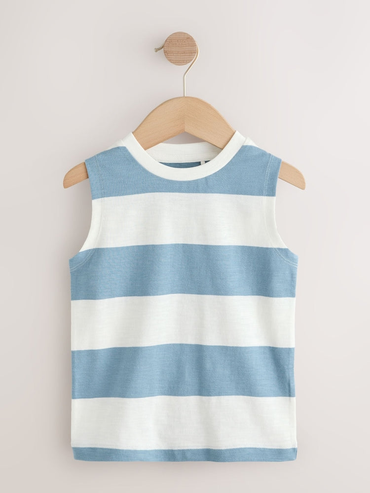 Multi Pastel Stripe Graphic Vests 3 Pack (3mths-7yrs)
