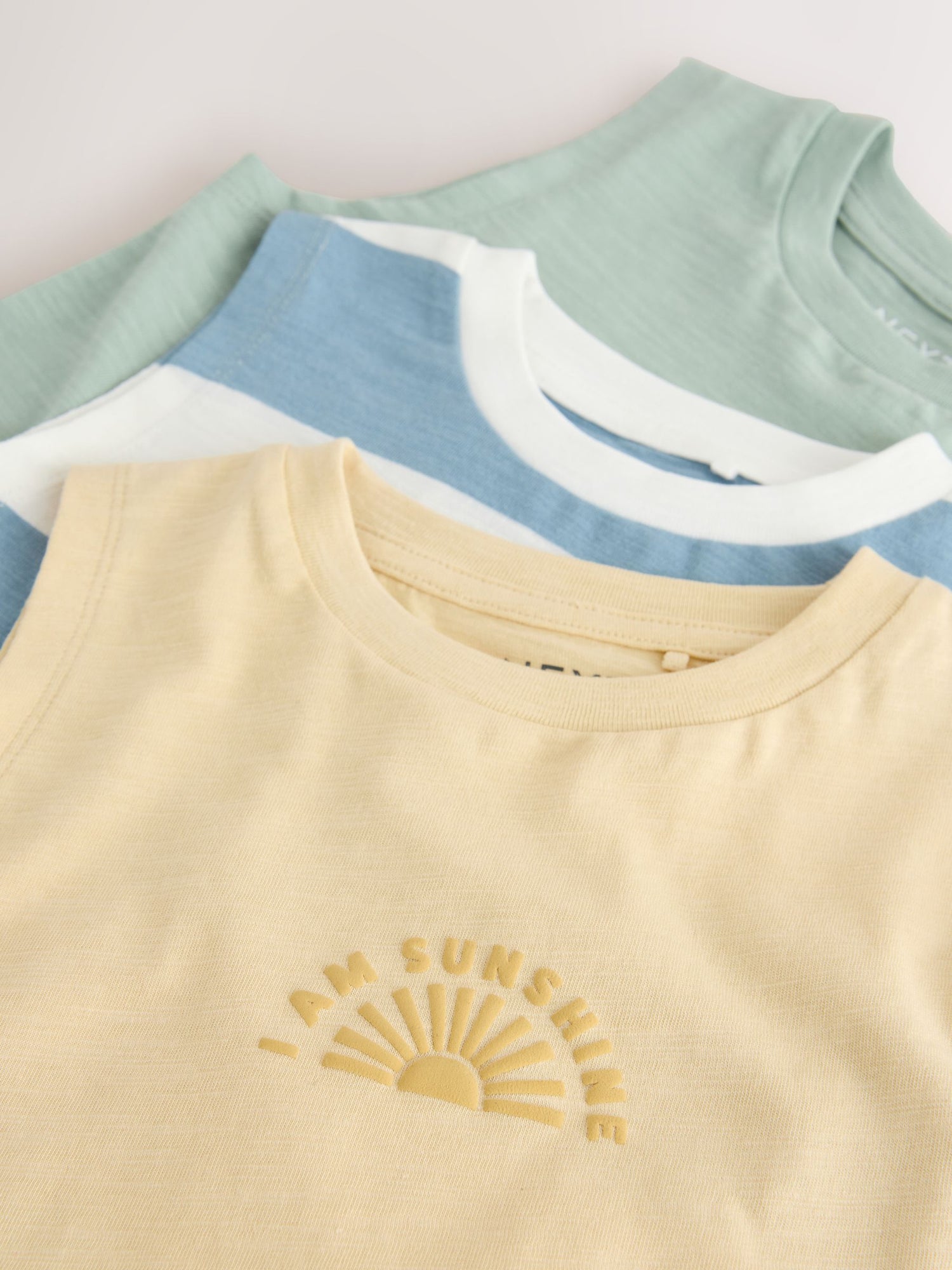 Multi Pastel Stripe Graphic Vests 3 Pack (3mths-7yrs) - Size 3-6 Months (62-68cm)