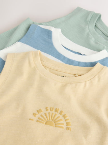 Multi Pastel Stripe Graphic Vests 3 Pack (3mths-7yrs) - Size 3-6 Months (62-68cm)