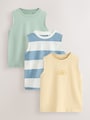 Multi Pastel Stripe Graphic Vests 3 Pack (3mths-7yrs) - Size 3-6 Months (62-68cm)