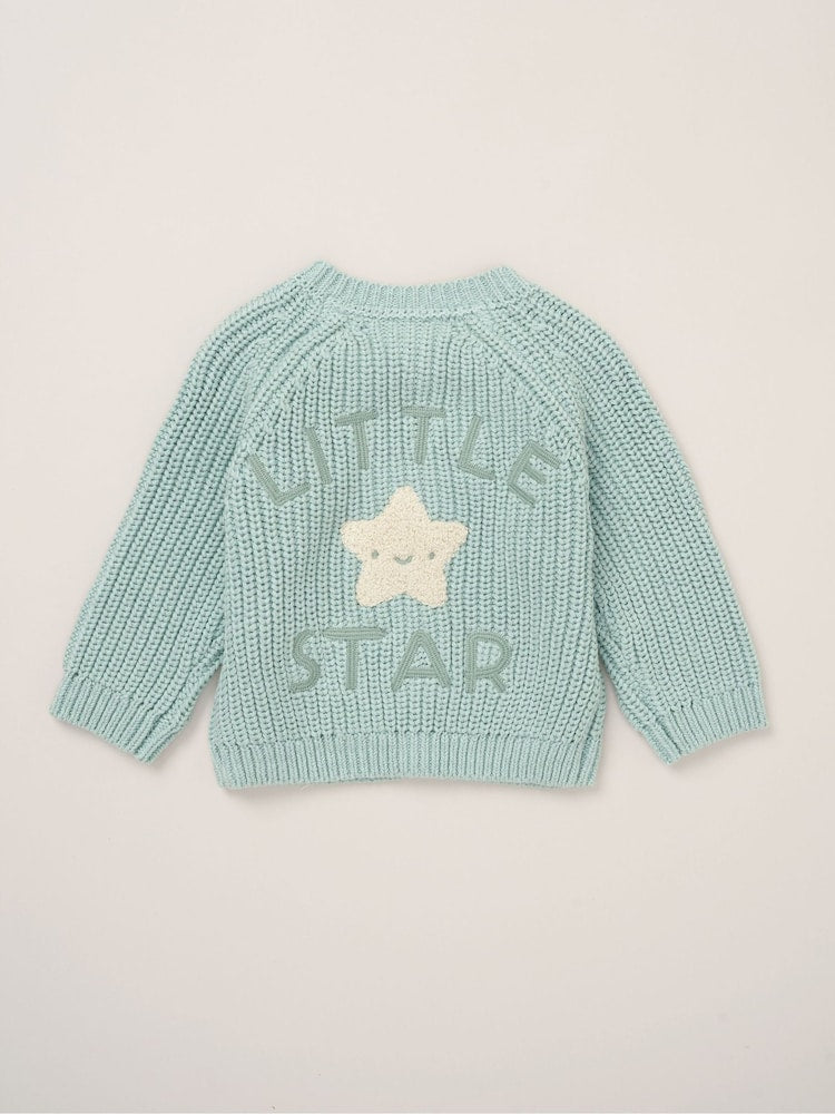 Rock-A-Bye Baby Boutique Blue Cardigan With Embroidery Back Detail