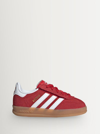 adidas Originals Red/White Gazelle Indoor Comfort Closure Elastic Lace Infant Trainers