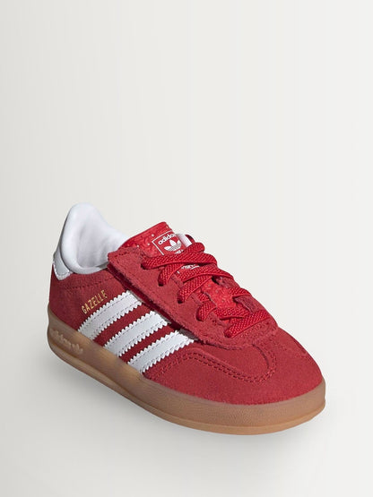 adidas Originals Red/White Gazelle Indoor Comfort Closure Elastic Lace Infant Trainers