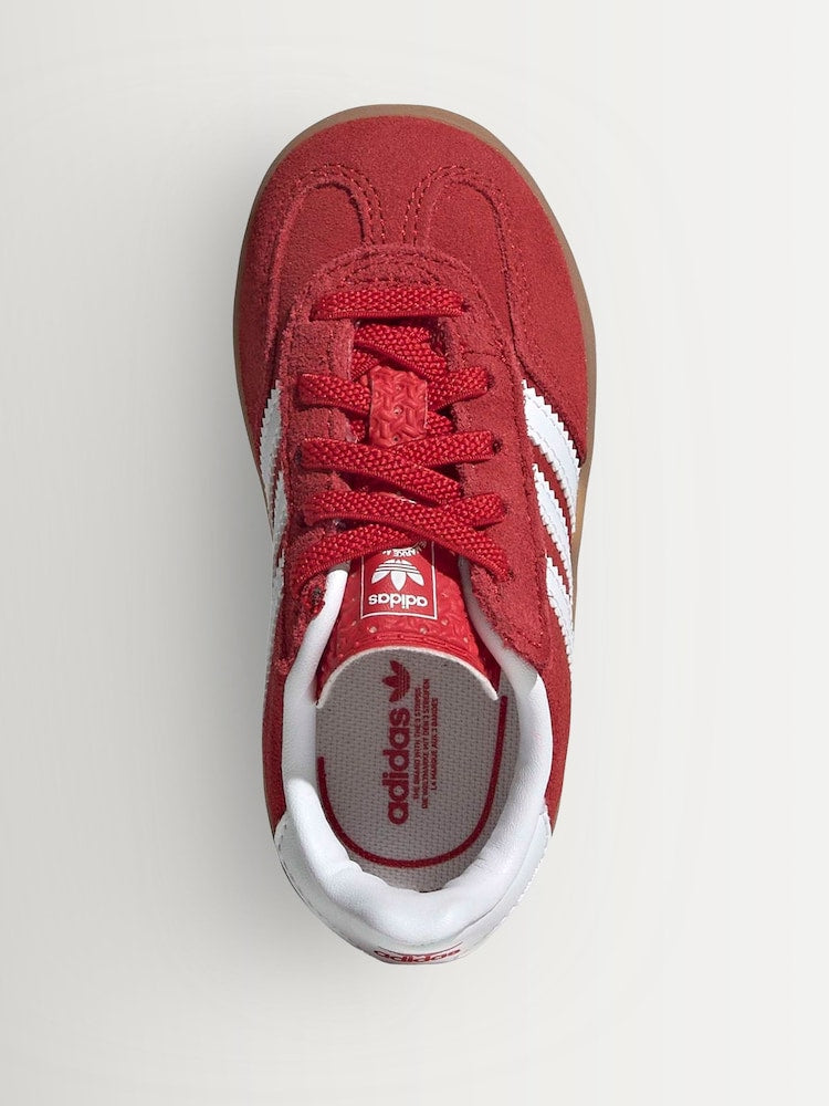 adidas Originals Red/White Gazelle Indoor Comfort Closure Elastic Lace Infant Trainers