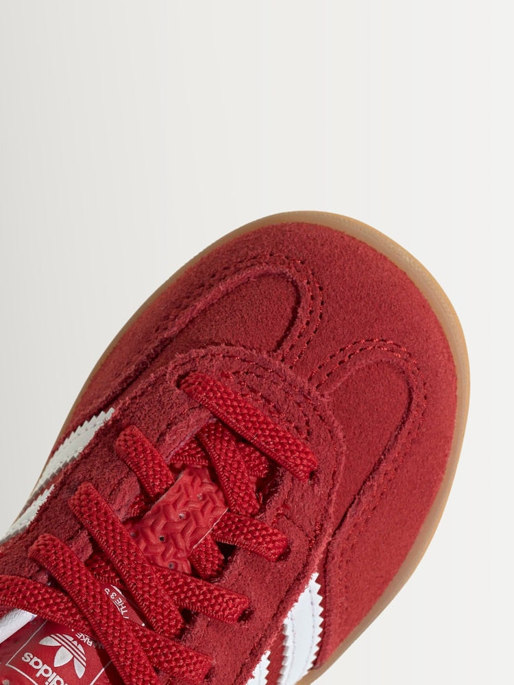 adidas Originals Red/White Gazelle Indoor Comfort Closure Elastic Lace Infant Trainers