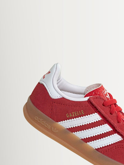 adidas Originals Red/White Gazelle Indoor Comfort Closure Elastic Lace Infant Trainers