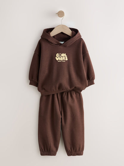 Back Print Chocolate Brown Back Print Hoodie and Joggers Set (3mths-7yrs)