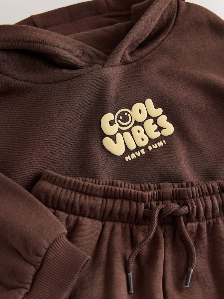 Back Print Chocolate Brown Back Print Hoodie and Joggers Set (3mths-7yrs)
